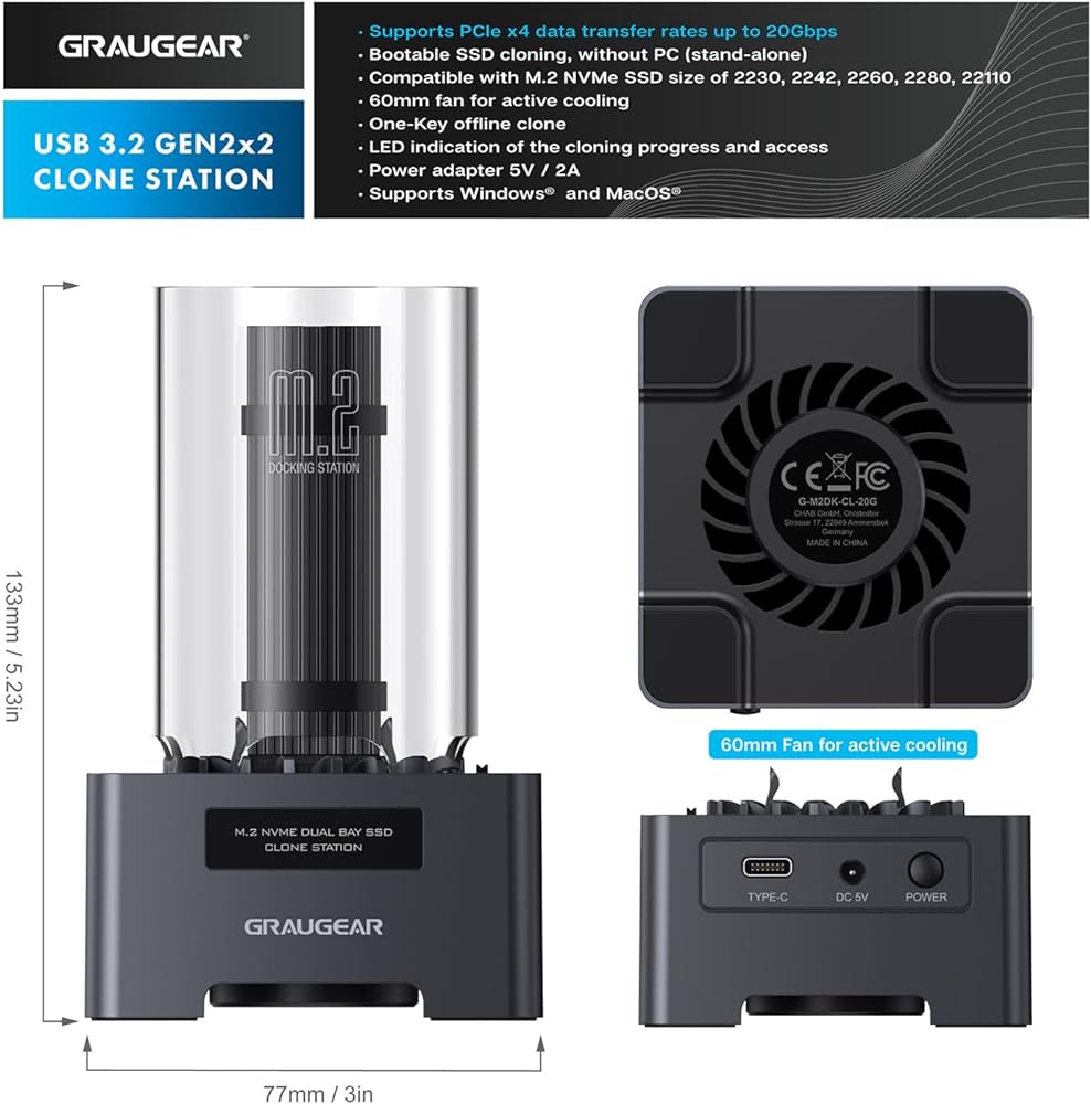 Station d'accueil Graugear pour SSD NVMe M.2