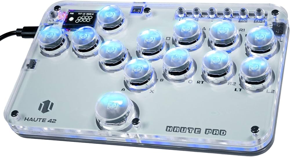 Manette de jeu de combat sehawei Arcade Fight Stick leverless, avec ses boutons tactiles et son design ergonomique pour un confort optimal.