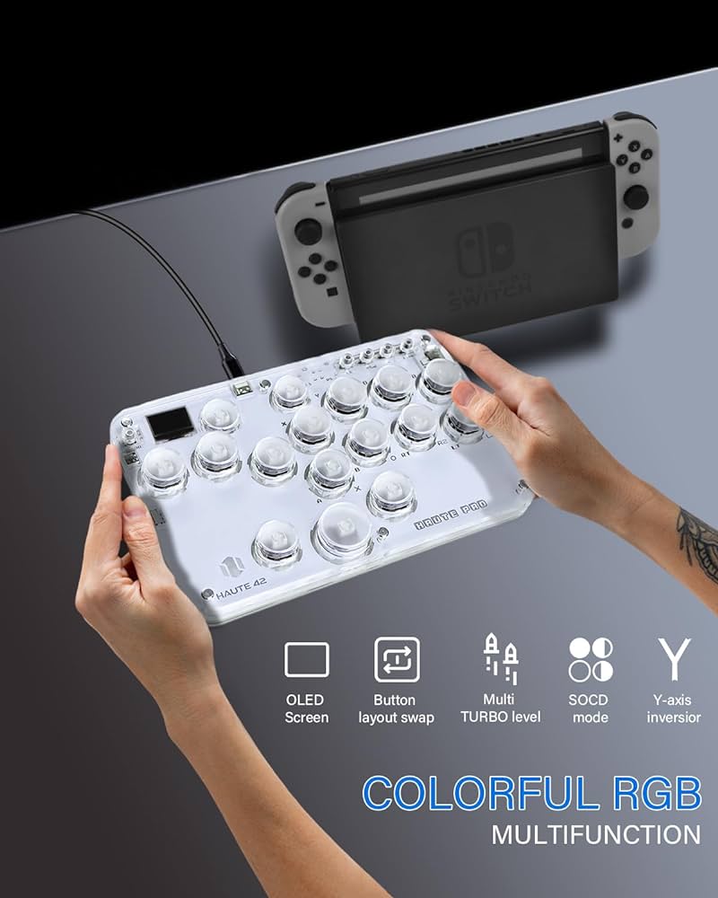 Manette de jeu de combat sehawei Arcade Fight Stick leverless, avec ses boutons tactiles et son design ergonomique pour un confort optimal.