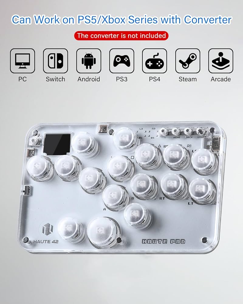 Manette de jeu de combat sehawei Arcade Fight Stick leverless, avec ses boutons tactiles et son design ergonomique pour un confort optimal.