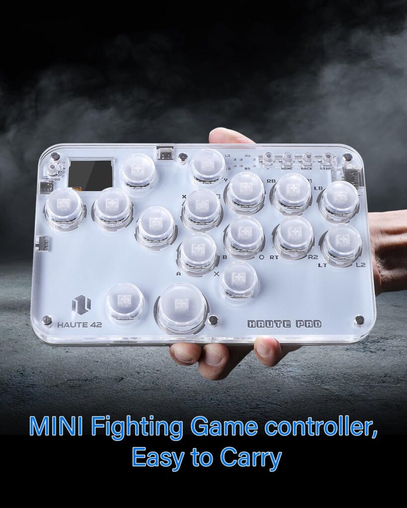 Manette de jeu de combat sehawei Arcade Fight Stick leverless, avec ses boutons tactiles et son design ergonomique pour un confort optimal.